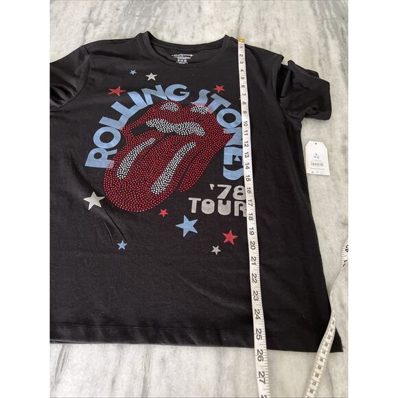 NWT Rolling Stones Embellished T-Shirt /Women's 4/6 Small Black Cotton Blend - Picture 8 of 8